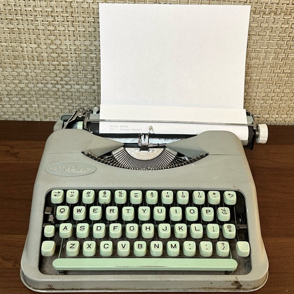 🌟4xHP🌟VTG 1957 Hermes Rocket Sea Green Manual Typewriter Switzerland - Picture 6 of 16